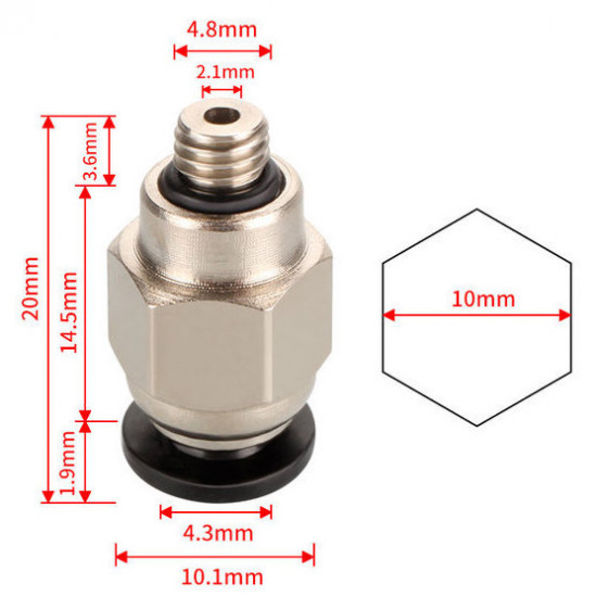 Pneumatická rychlospojka KINGROON PC4-M5