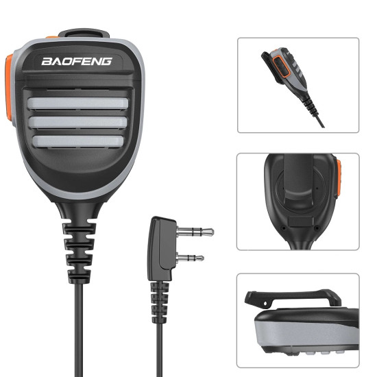 Reproduktorový mikrofon PTT IP54 pro Baofeng a Quansheng (Kenwood 2pin)