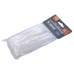Stahovací pásky bílé 100 x 2.5mm, nylon PA66, 100ks EXTOL PREMIUM