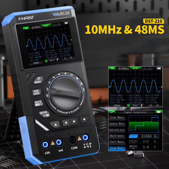 FNIRSI DST-210 - digitální multimetr, 10MHz osciloskop a generátor signálu