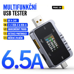 FNIRSI FNAC-28 - USB-A/USB-C 2v1 tester napětí, proudu a rychlého nabíjení