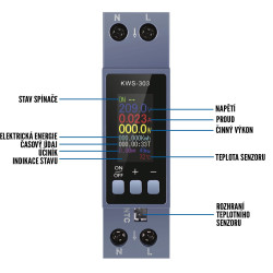 KWS-303 - Digitální multifunkční DIN voltmetr a ampérmetr