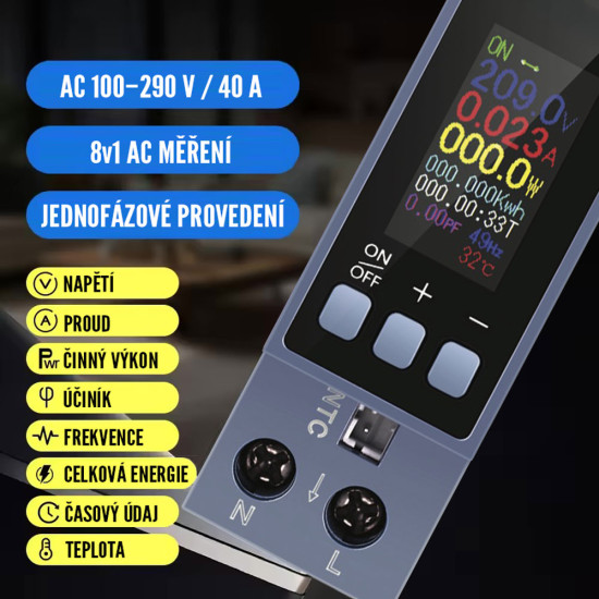 KWS-303 - Digitální multifunkční DIN voltmetr a ampérmetr