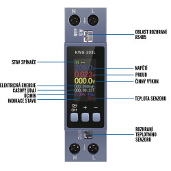 KWS-303L - Digitální multifunkční DIN voltmetr a ampérmetr s RS485 MODBUS