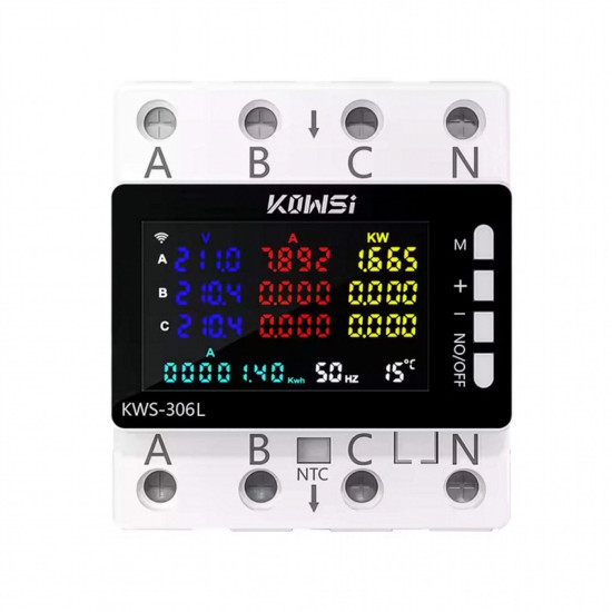 KWS-306L - Třífázový multifunkční elektroměr na DIN lištu s RS485 MODBUS