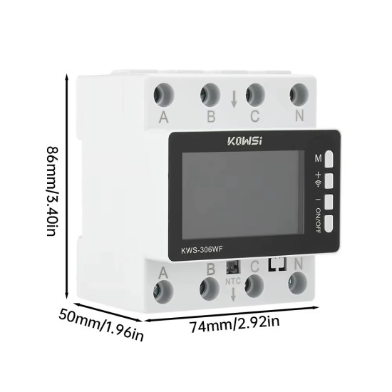 KWS-306 - Třífázový multifunkční elektroměr na DIN lištu