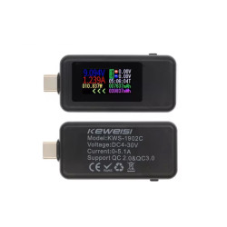 USB-C tester KWS-1902C s barevným displejem (4-30V/0-5A)