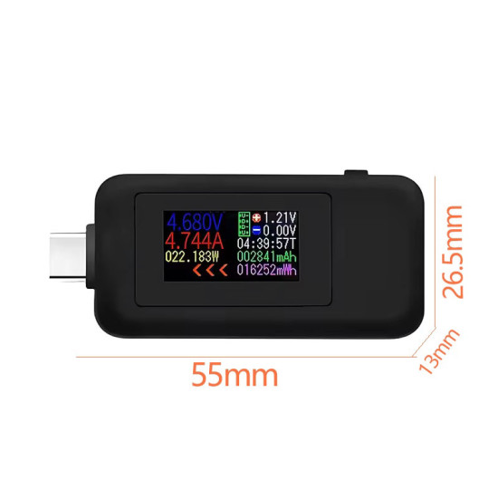 USB-C tester KWS-1902C s barevným displejem (4-30V/0-5A)