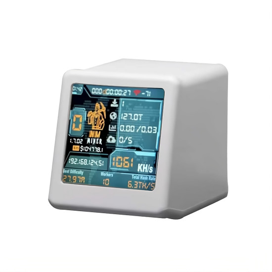 NMMiner NM-TV-154 V2 SOLO BTC miner - 1000KH/s, ESP32, Wi-Fi, 1.54" TFT, bílý