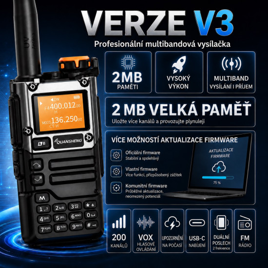 Ruční radiostanice Quansheng UV-K5(8) V3 VHF/UHF 5W