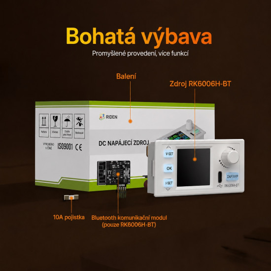 Měnič napětí RIDEN RK6006H-BT buck-boost měnič 0-60V / 6A / 360W, Bluetooth
