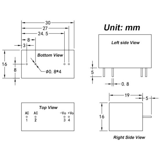 Napájecí zdroj Hi-Link HLK-2M03 2W (230V AC / DC 3.3V 600mA)