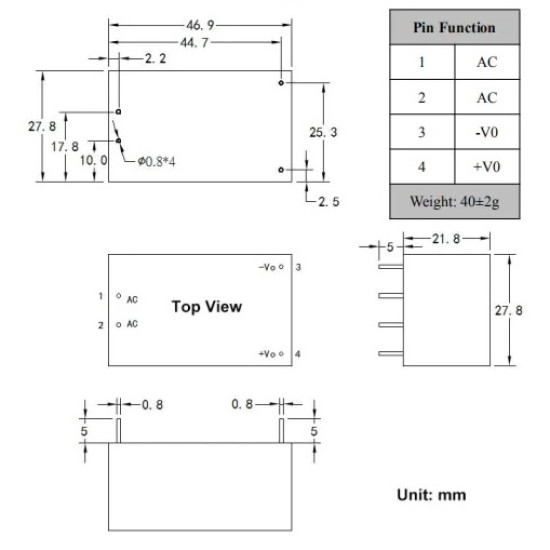 Napájecí zdroj Hi-Link HLK-10M24 10W (230V AC / DC 24V 420mA)