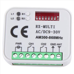 Univerzální dvoukanálový přijímač dálkového ovládání RX-MULTI 9-30V 300-869MHz