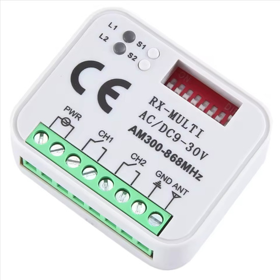 Univerzální dvoukanálový přijímač dálkového ovládání RX-MULTI 9-30V 300-869MHz