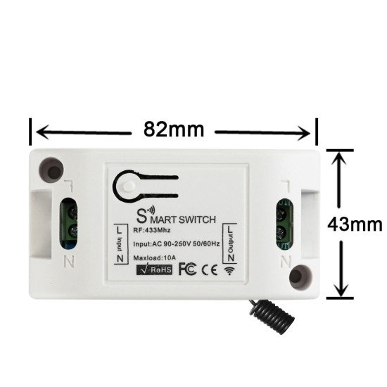 Dálkově ovládané relé Smart Switch 230V (433MHz, 250VAC/30VDC 10A)