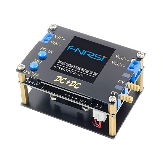 FNIRSI DC-DC nastavitelný stabilizovaný zdroj, boost/buck, CC/CV, USB-C PD vstup 4A/50W