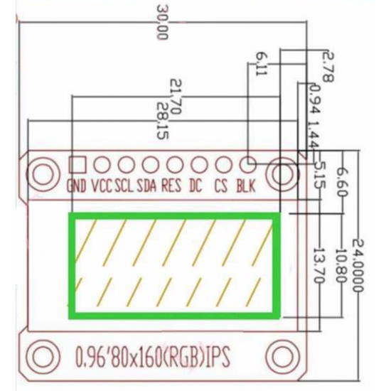 Barevný displej IPS 0.96" 80x160 ST7735S SPI