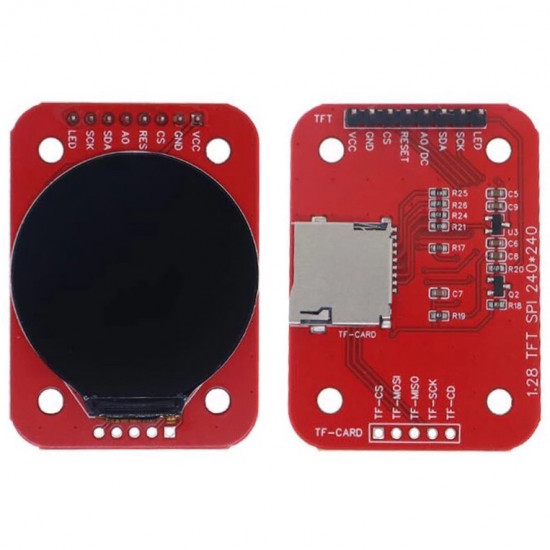 Barevný kulatý displej TFT IPS 1.28" 240x240 GC9A01 microSD SPI