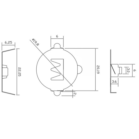 Držák baterie CR2032 horizontální s vývody do PCB SMD
