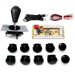 Sada arkádových tlačítek, joystick a USB převodník, SANWA Y-7015 černá