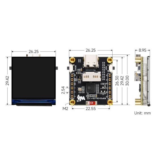 Waveshare ESP32-C6-LCD-1.3 vývojová deska IPS LCD, WiFi 6, Bluetooth 5, USB-C