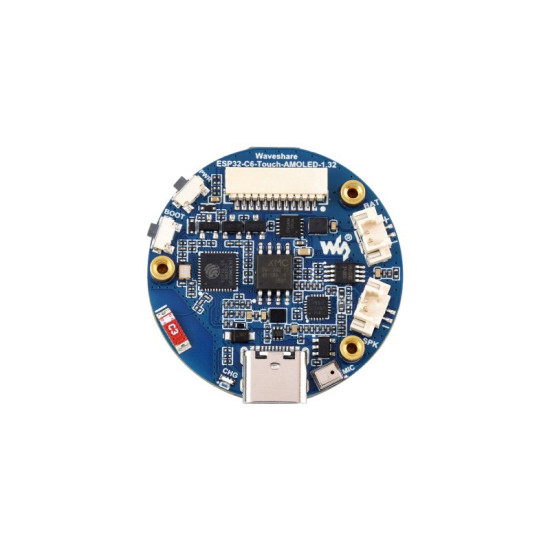 Waveshare ESP32-C6-Touch-AMOLED-1.32 s kulatým AMOLED dotykovým displejem