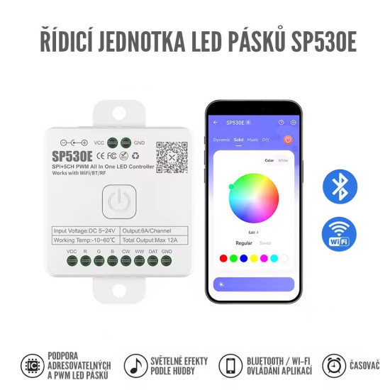 Řídicí jednotka LED pásků SP530E (WiFi, Bluetooth)