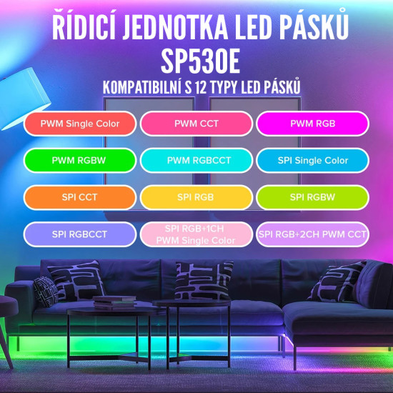 Řídicí jednotka LED pásků SP530E (WiFi, Bluetooth)