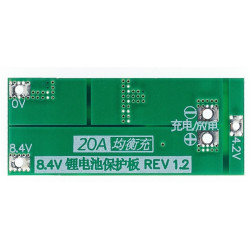 Nabíječka, balancer a ochranný modul pro Li-Ion 2S (2 články) 20A 8.4V BMS