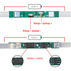 Ochranný modul pro Li-Ion / Li-Pol 1S (1 článek) 3A 3.7V s pájecími vývody