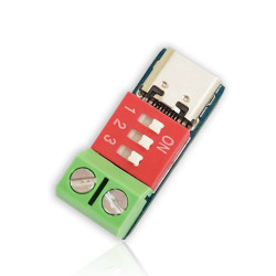 Přepínač napájecího napětí PDSink USB-C PD/QC/BC s DIP (5V 9V 12V 15V 20V)
