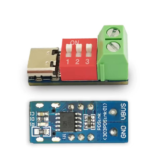 Přepínač napájecího napětí PDSink USB-C PD/QC/BC s DIP (5V 9V 12V 15V 20V)