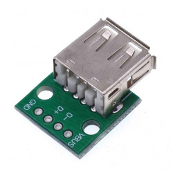USB A samice zásuvka breakout redukce DIP (2.54mm)