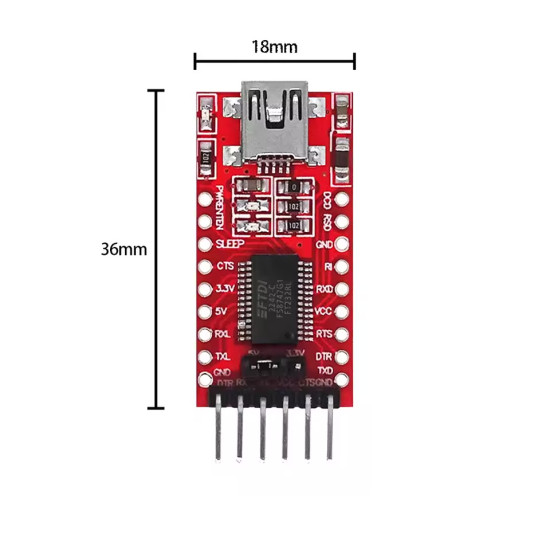 USB na TTL UART převodník FT232RL 3.3V/5V miniUSB