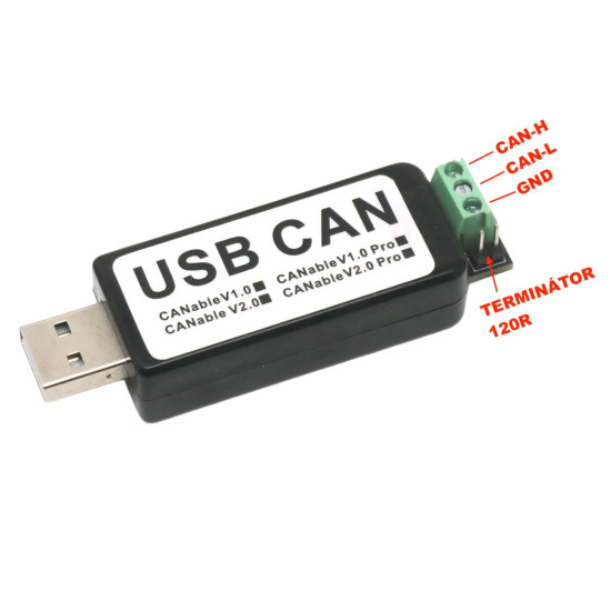 CANable v2.0 PRO – převodník s galvanickým oddělením (USB na CAN Bus)
