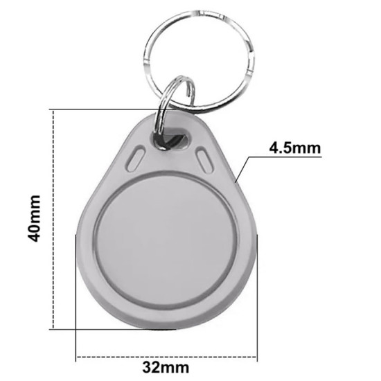RFID NFC čip S50 13.56MHz klíčenka šedá