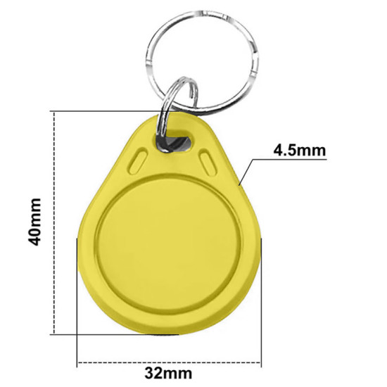 RFID NFC čip S50 13.56MHz klíčenka žlutá
