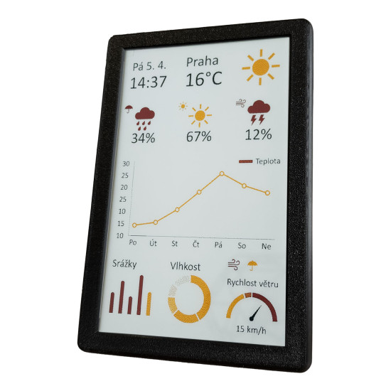 SVERIO PaperBoard čtyřbarevný 7.5" GDEM075F52 s černým rámečkem