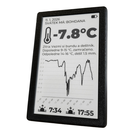 SVERIO PaperBoard černobílý 7.5" GDEY075T7 s černým rámečkem
