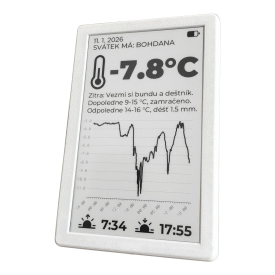 SVERIO PaperBoard černobílý 7.5" GDEY075T7 s bílým rámečkem