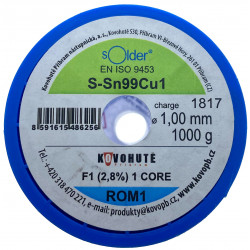 Bezolovnatá pájka Kovohutě Příbram 1.0mm 1kg (Sn99Cu1)