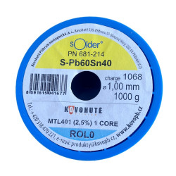 Olovnatá pájka Kovohutě Příbram 1.0mm 1kg (Pb60Sn40)