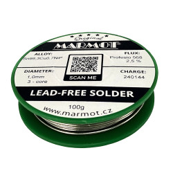 Bezolovnatá pájka MARMOT MTL 568 1.0mm 100g (Sn99.3Cu0.7NiP)