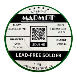 Bezolovnatá pájka MARMOT MTL 568 1.0mm 100g (Sn99.3Cu0.7NiP)