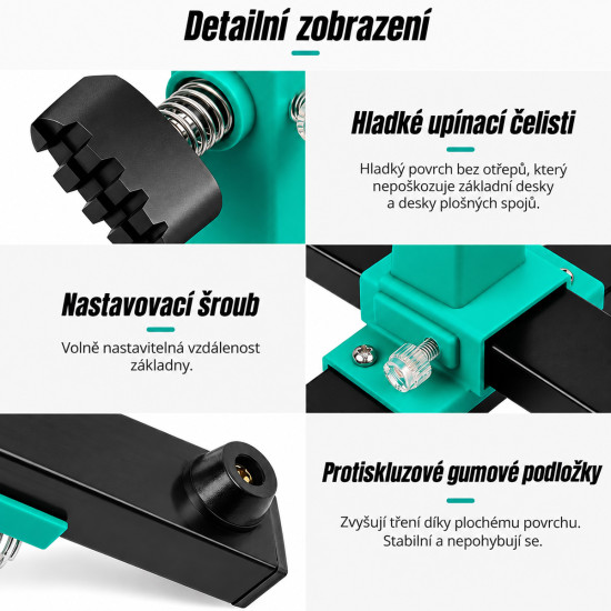 Otočný držák na plošné spoje se stojánkem na páječku 300x165mm