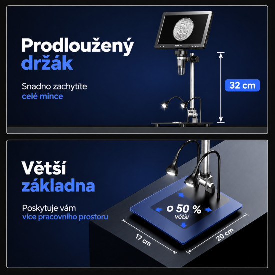 TOMLOV DM9 Max - digitální mikroskop s 10.1" displejem