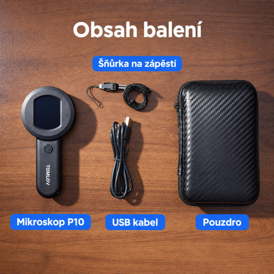 TOMLOV P10 - digitální kapesní mikroskop/lupa s 2" displejem
