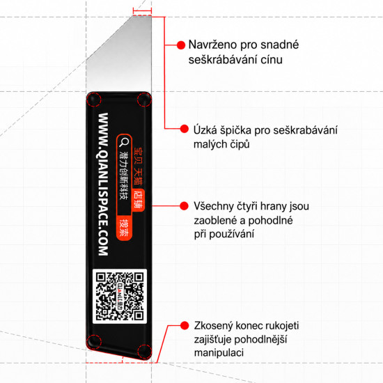 Nástroj na otevírání krytů elektroniky a aplikátor pájecí pasty zkosený
