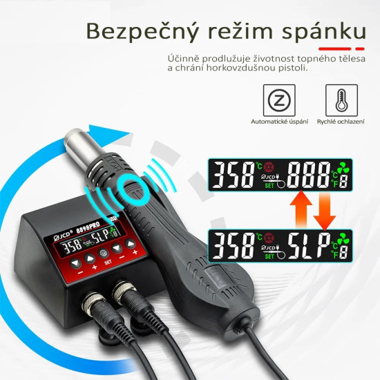Pájecí stanice JCD-8898PRO horký vzduch 800W (100-480°C) + mikropájka 80W (180-500°C)